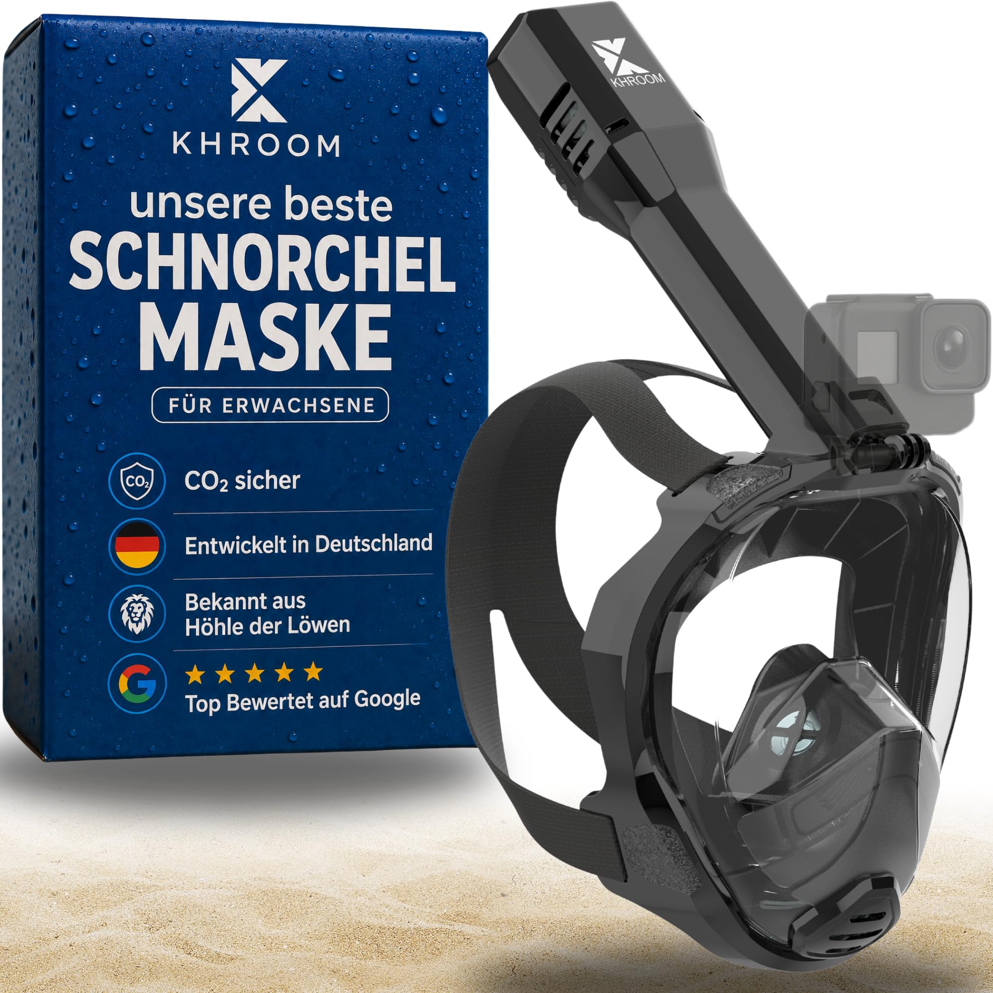 Khroom Snorkel Mask for Adults - Seaview Pro (S/M Black) — image 1