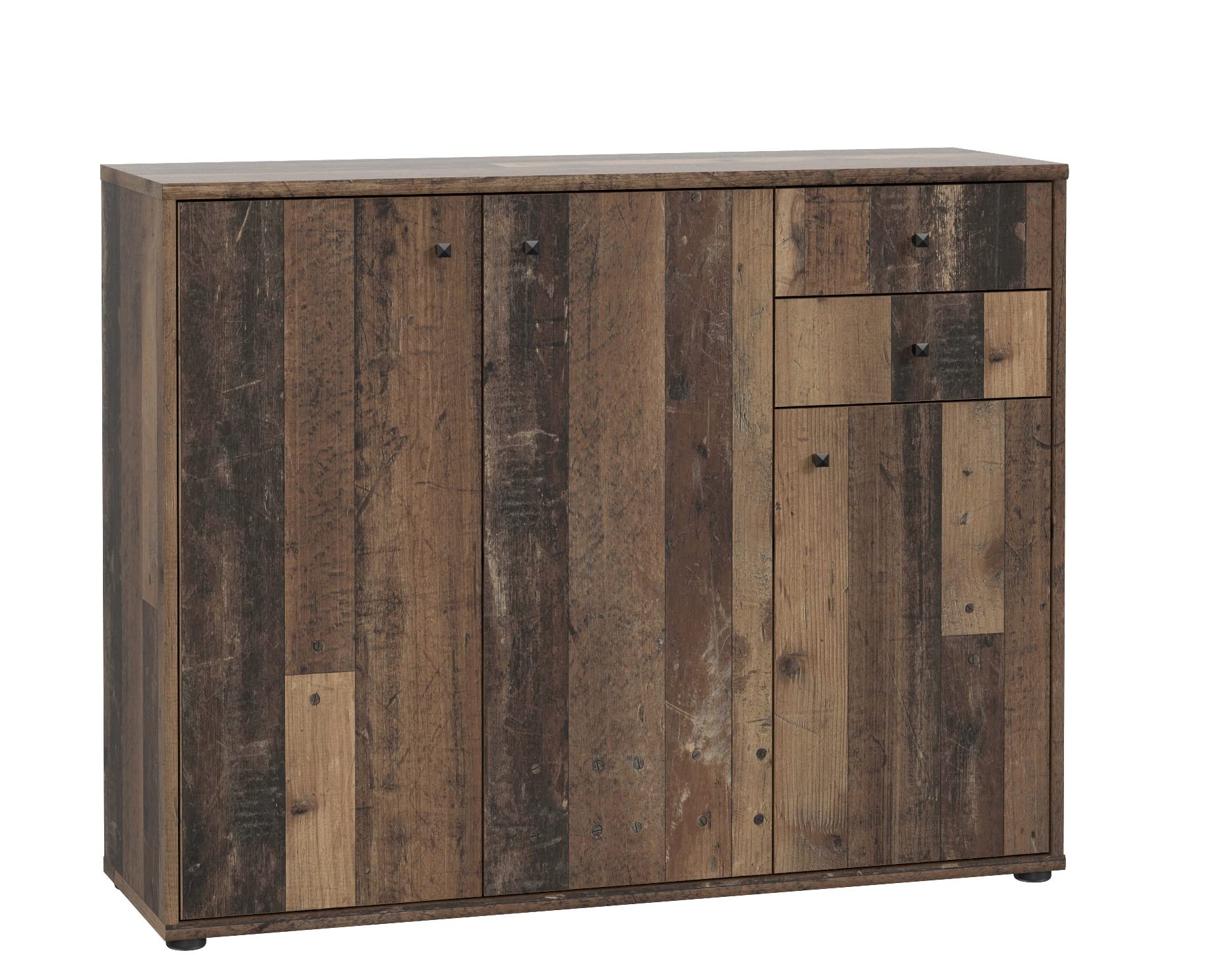 FORTE TEMPRA 2 Kommode – 3 Türen, 2 Schubladen, Old-Wood Vintage Dekor