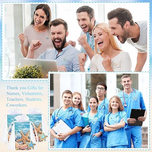 Miniatura 5 de Unittype 60 juegos de regalos de historia de estrellas de mar de agradecimiento, recuerdos de historias de estrellas de mar a granel, pines de