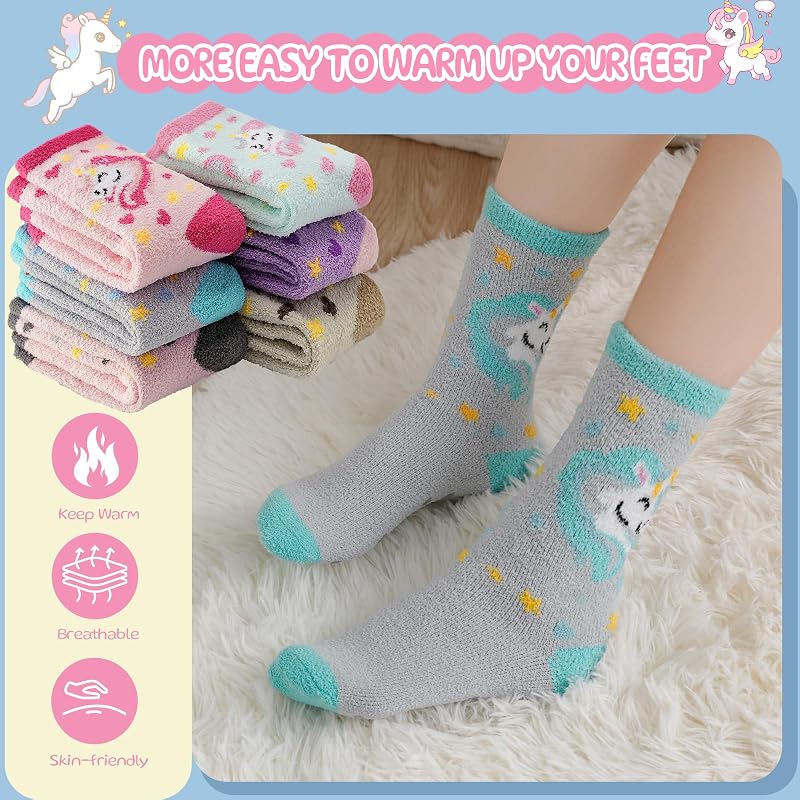 Tavaleu Kids Girls Fuzzy Socks – Sized for young children