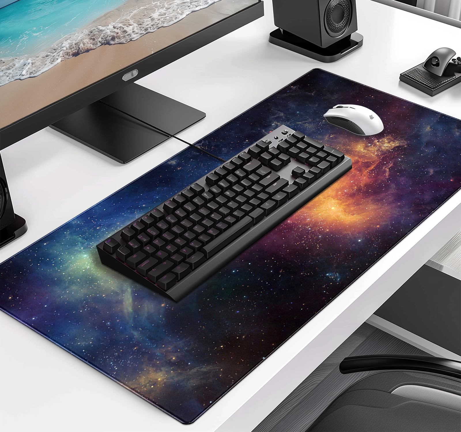 Extended Gaming Mouse Pad XXL Large Keyboard Mat Long Mousepad Desk Decor Writing Pad Non Slip Rubber Base Stitched Edges Work Game Office Home 35 1-164224
