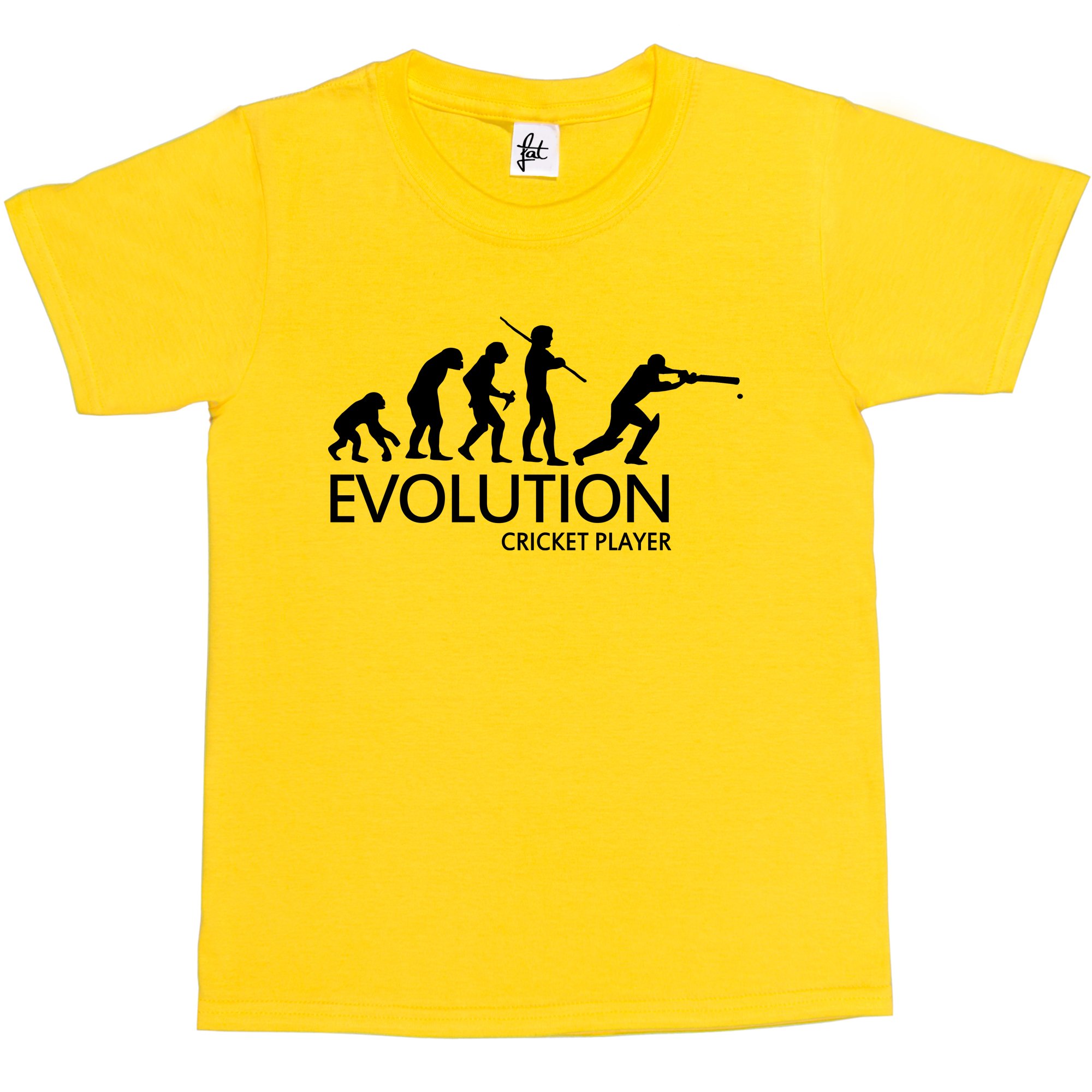 Fancy A Snuggle Boys Yellow Evolution Of A Cricket Player Kids Girl Cotton Short Sleeve T-Shirt - Size 9-11 Years