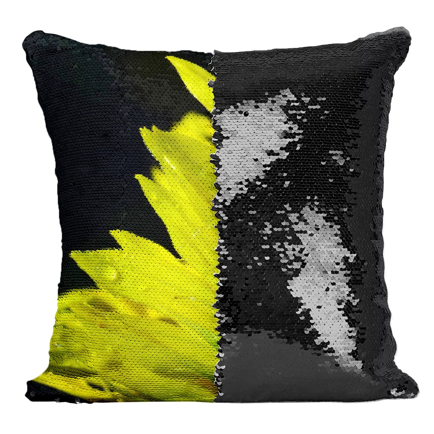 Coussin Tournesol Sequin Noir Haut de Gamme Déco Salon Élégante
