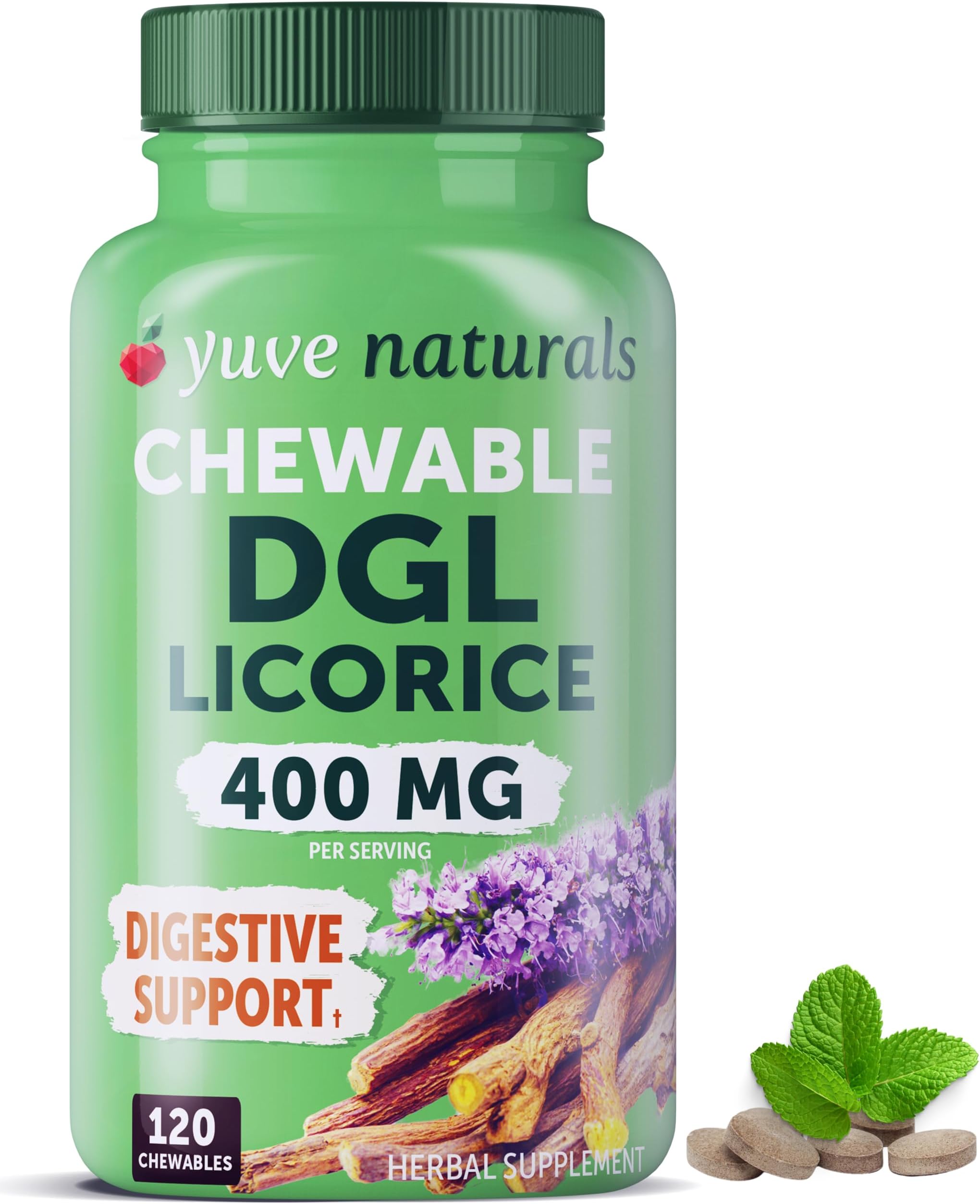 Yuve Vegan DGL Licorice Chewable Tablets 400mg Support