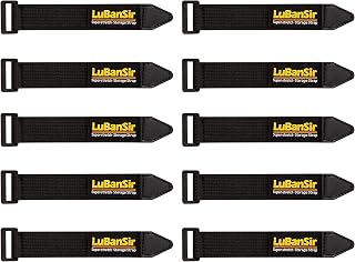 LuBanSir Cinch Straps, 1" x 6" (10 Pack) Elastic Hook and Loop Fastening Cable Strap for Extension Cord, Cable, Cord Wrap and Hose Organization and Storage