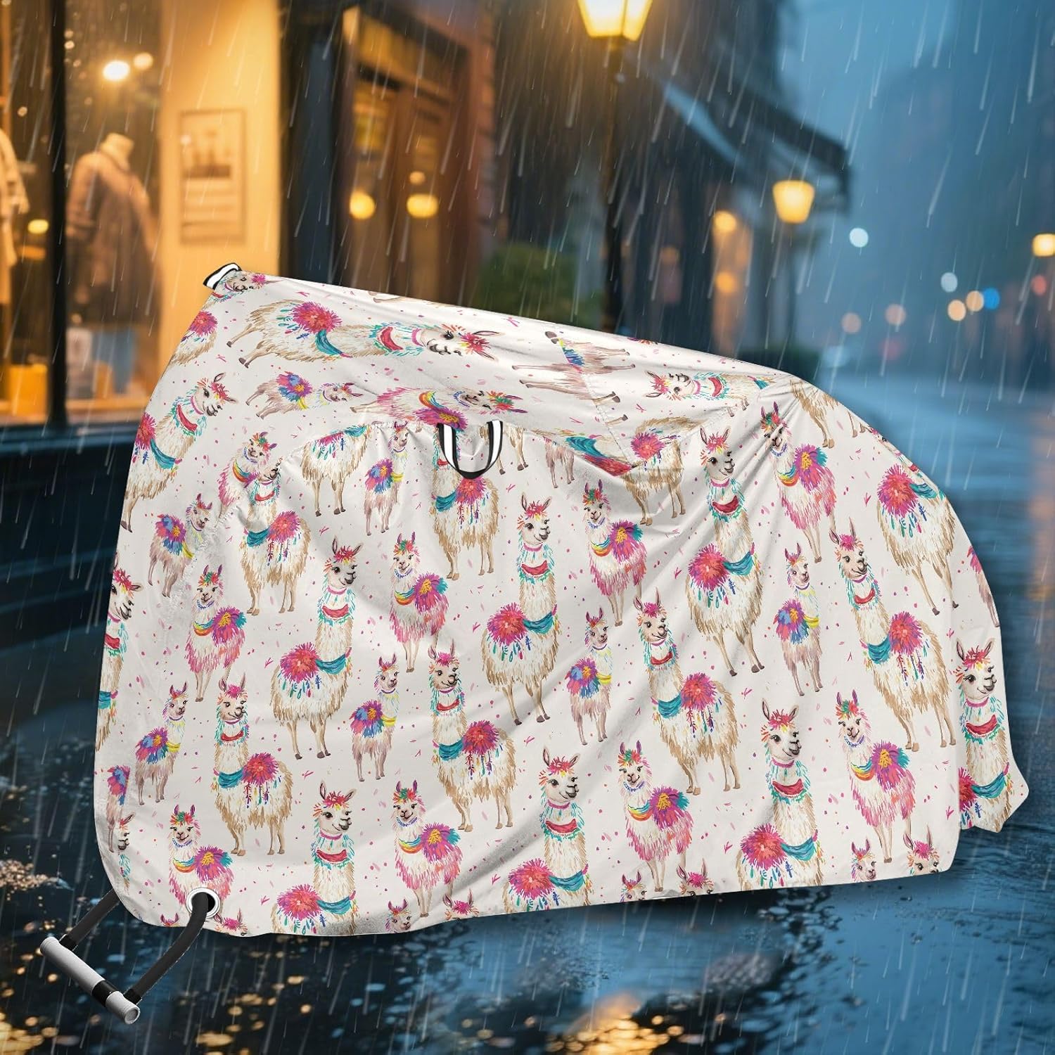 ALAZA Doodle Boho Llama Bike Cover Waterproof Outdoor Ebike Bicycle Covers Tarp Protection for 1/2 Bikes, Sun UV Dust Wind Proof