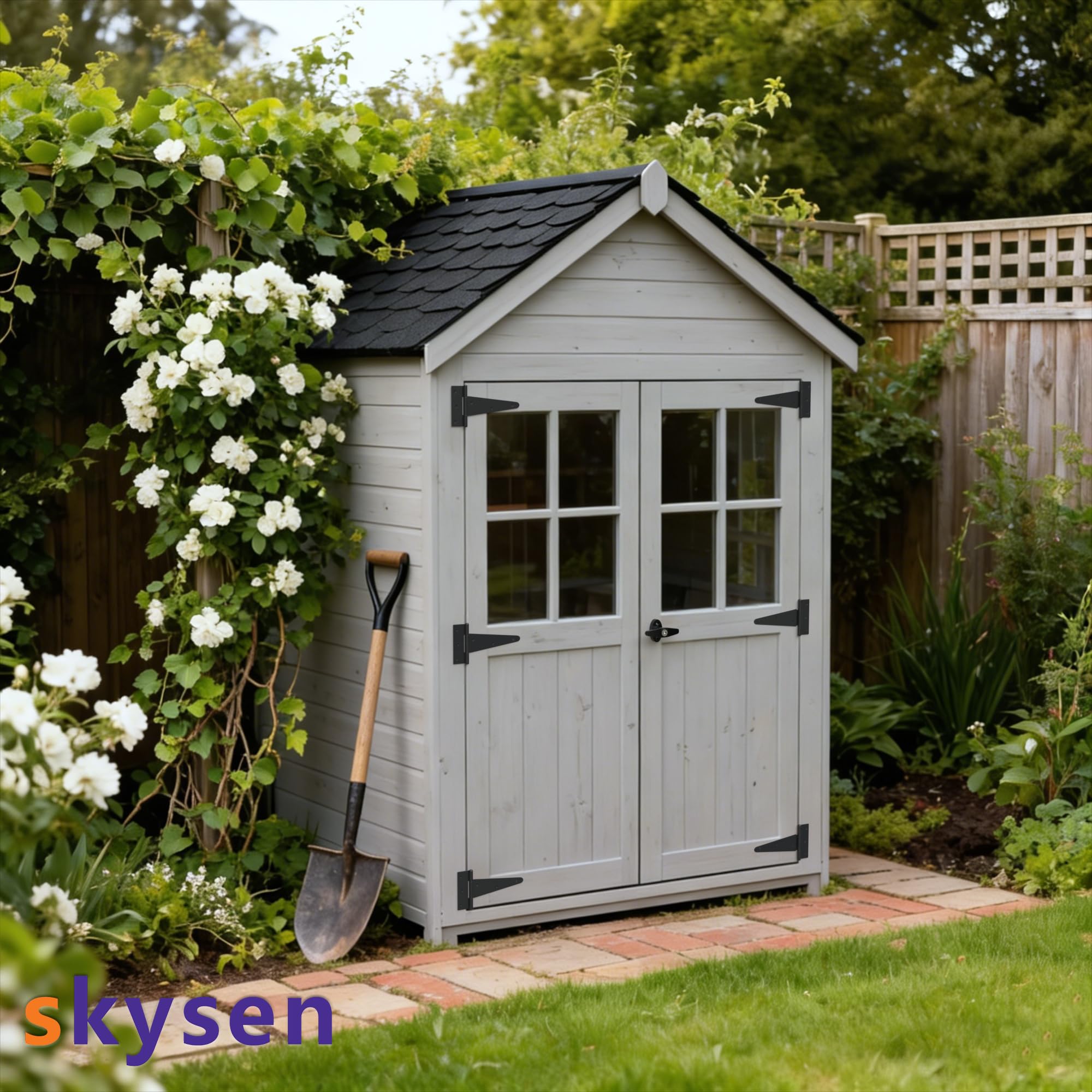 SKYSEN Shed Door Hardware Kit, Complete Set with T-Handle Lock, Barrel Bolts & Hinges.(sdhk) — Amazon image 2
