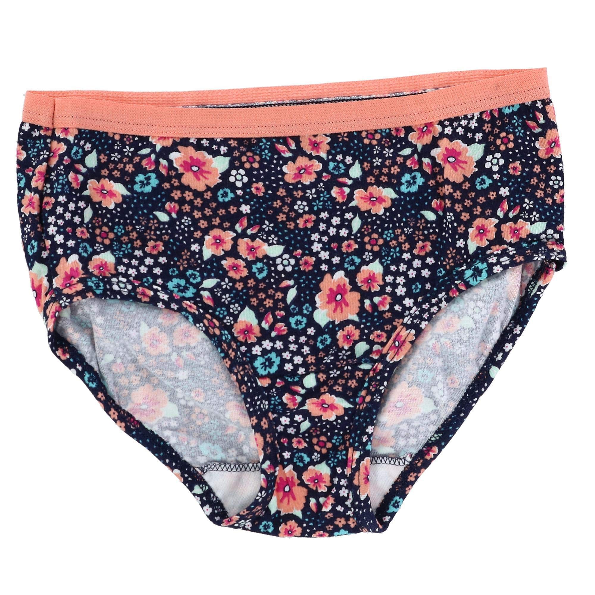 Close-up of Fruit of the Loom girls' cotton briefs showing waistband detail and fabric texture.