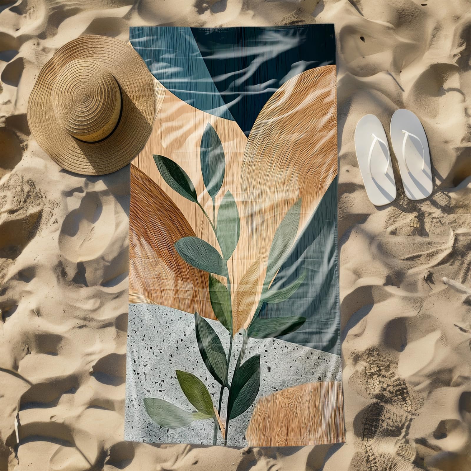 Générique Serviette de Plage 90X180 Marron Vert
