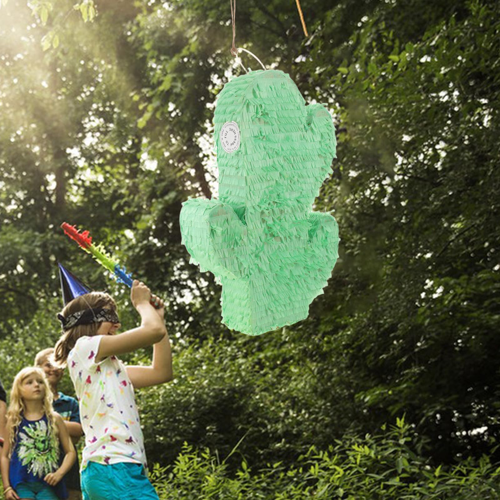 Kisangel Piñata de Cactus de Papel Verde para Celebracion Verano con Juego Interactivo y Fácil de Colgar Adecuado para Fiesta Hawaiana y Cumpleaños Infantil