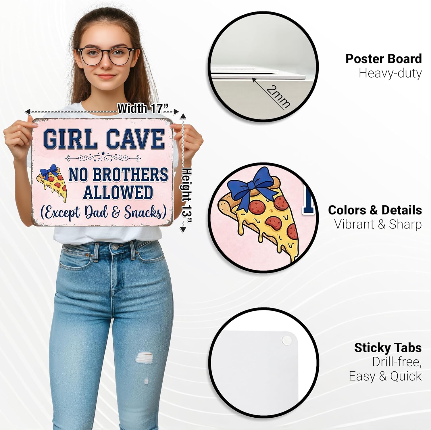 HK Studio Teen Room Decor for Girls - Girl Cave Sign, Girls Room Wall Decor, Door Decorations, Unframed 13" x 17" image 4