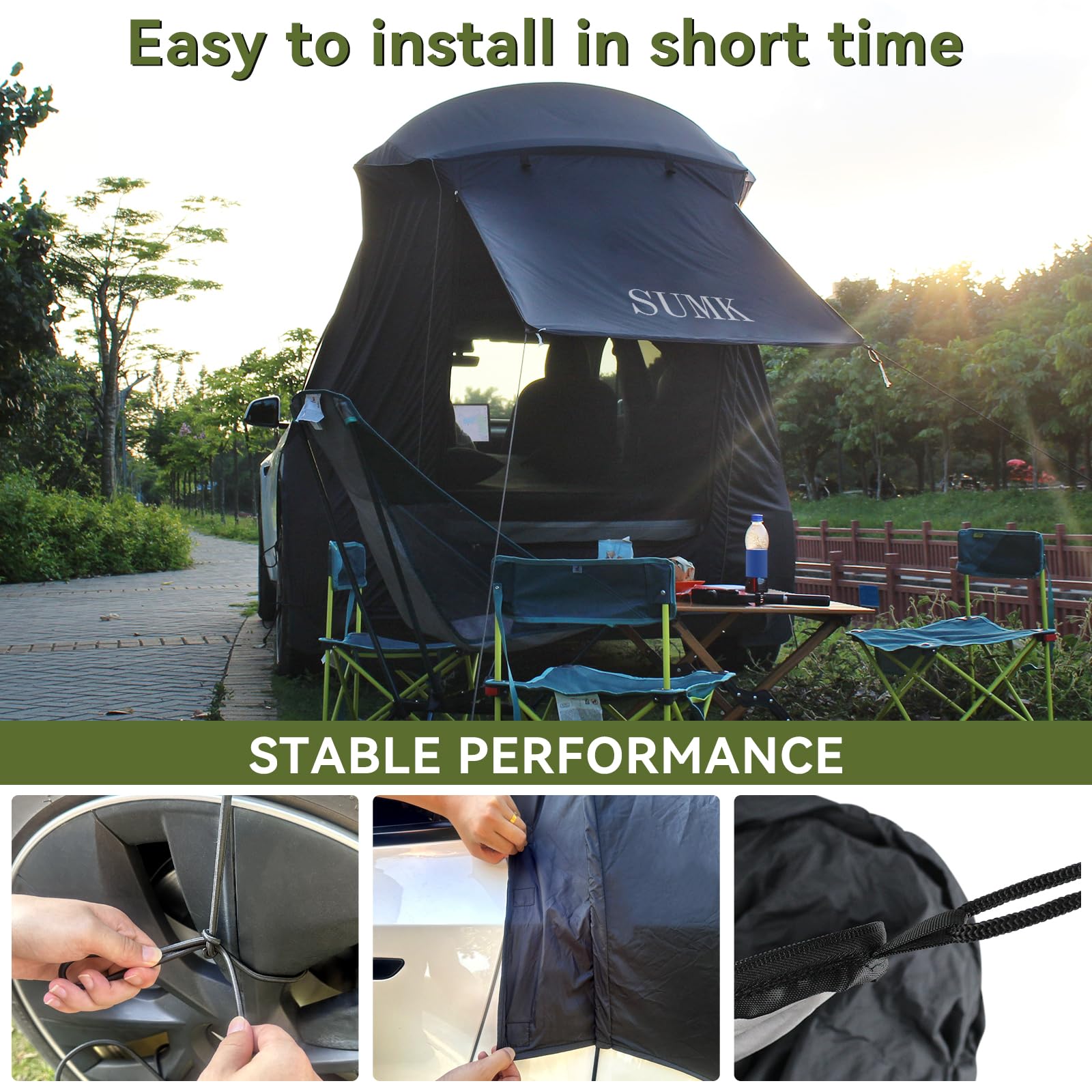 SUMK Tenda Da Campeggio Per Tesla Model Y - Accessori Con Tettoia, Fissaggio Magnetico, Ideale Per Viaggi E Outdoor - 3