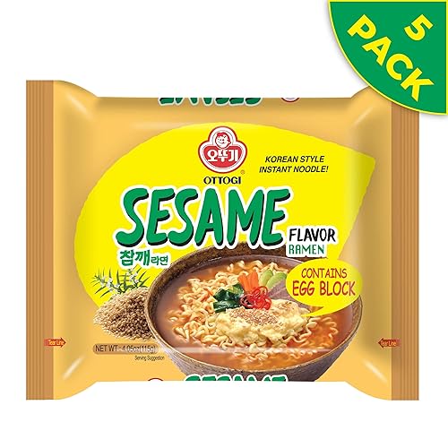 Miniatura 2 de OTTOGI ramen con sabor a sésamo fideos instantáneos de estilo coreano contiene bloque de huevo fideos instantáneos con sabor a sésamo 406oz paquete