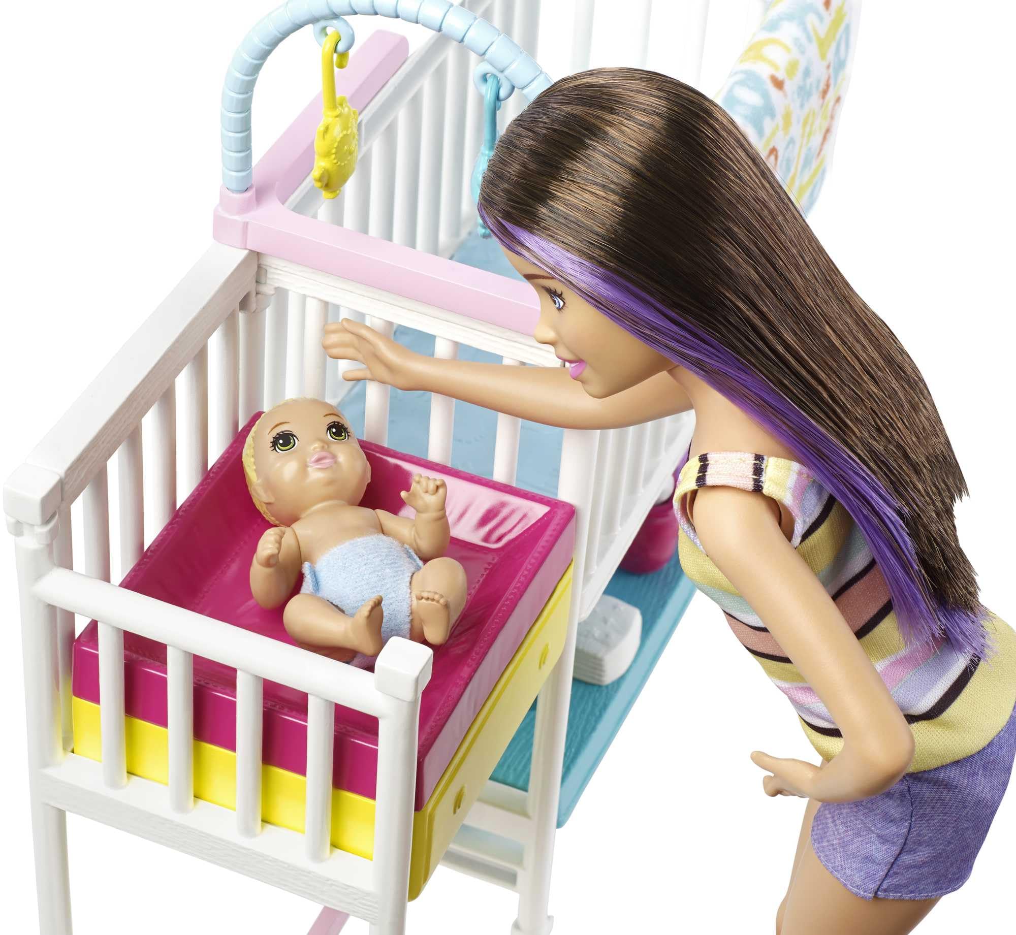 Barbie Nursery Playset with Skipper Babysitters Inc. Doll, 2 Baby Dolls - Image 3