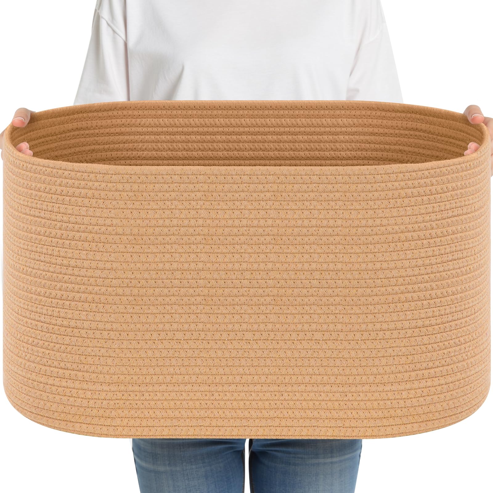 Paniere a linge en corde de coton 65L panier rangement jouets