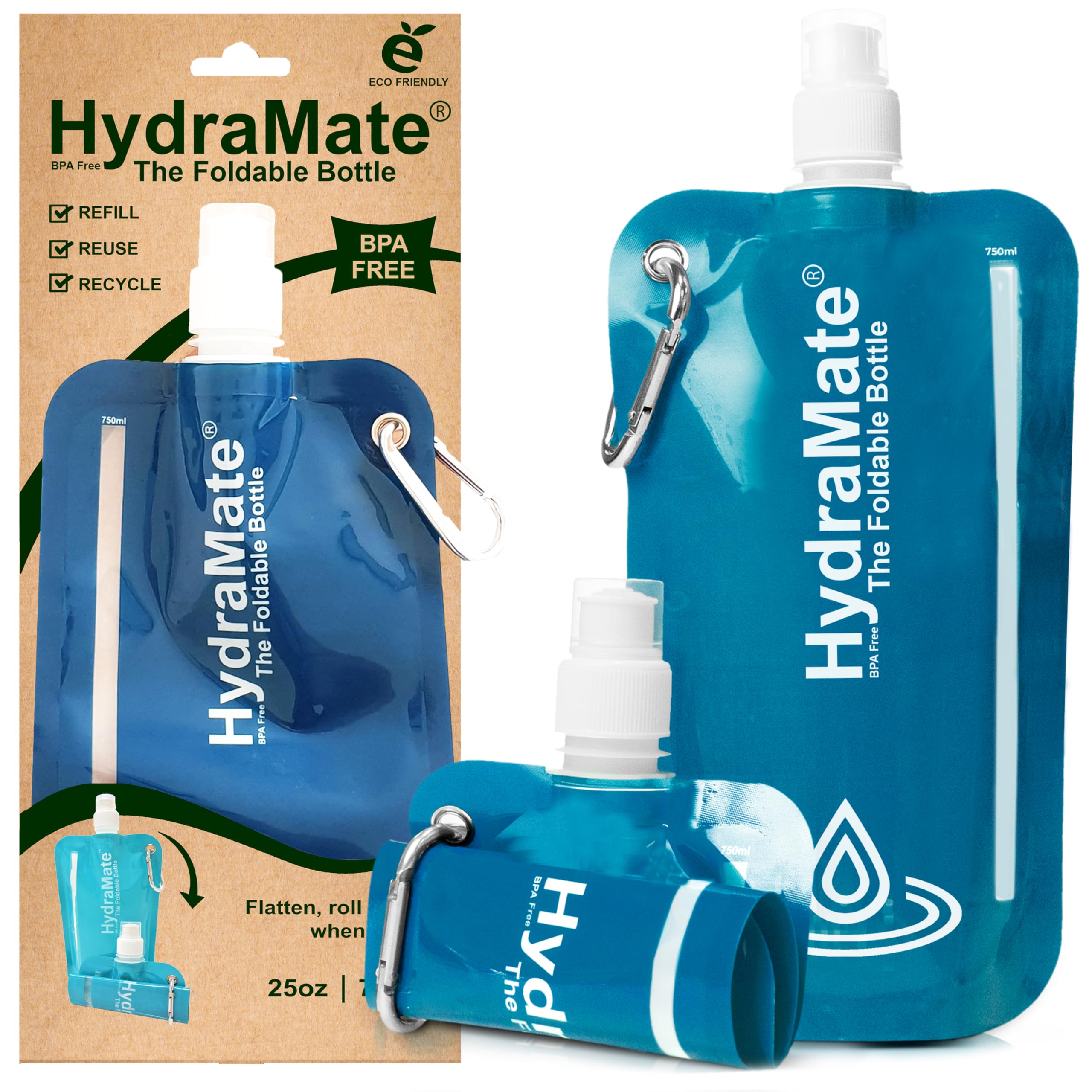 HydraMate Faltbare Trinkflasche 750ml
