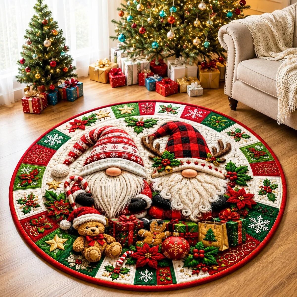 3D Optical Illusion Christmas Rugs Wear-Resistant Santa Claus Non-slip Mats，I-39 in