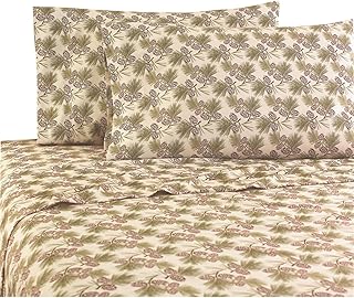 Shavel Home Products Micro Flannel Printed Sheet Set, Pinecone