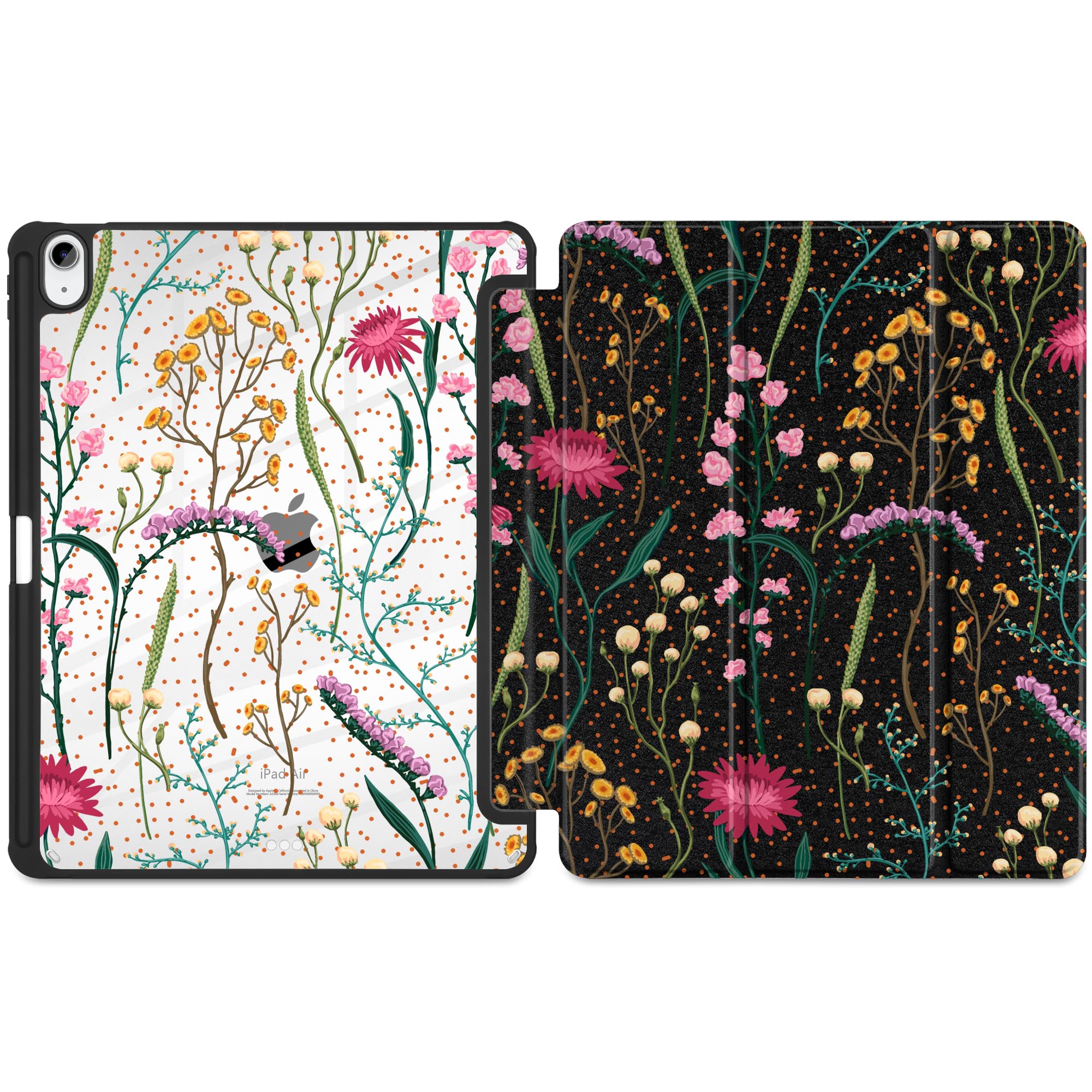 MEEgoodo Custodia per iPad Air 33 cm 2025 (M3) / 2024 (M2), custodie per tablet con guscio posteriore in acrilico trasparente, cover con portamatite + accensione e spegnimento automatico + supporto a