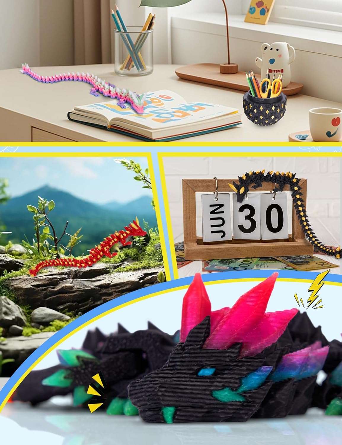 3D Printed Dragon Eggs with Wings Glow in The Dark Prefilled Easter Eggs with Dragon Toy for Basket Stuffers 3D Printed Animals for Goodie Bag Fillers Unique Easter Basket Essentials for Kids Teens - Image 6