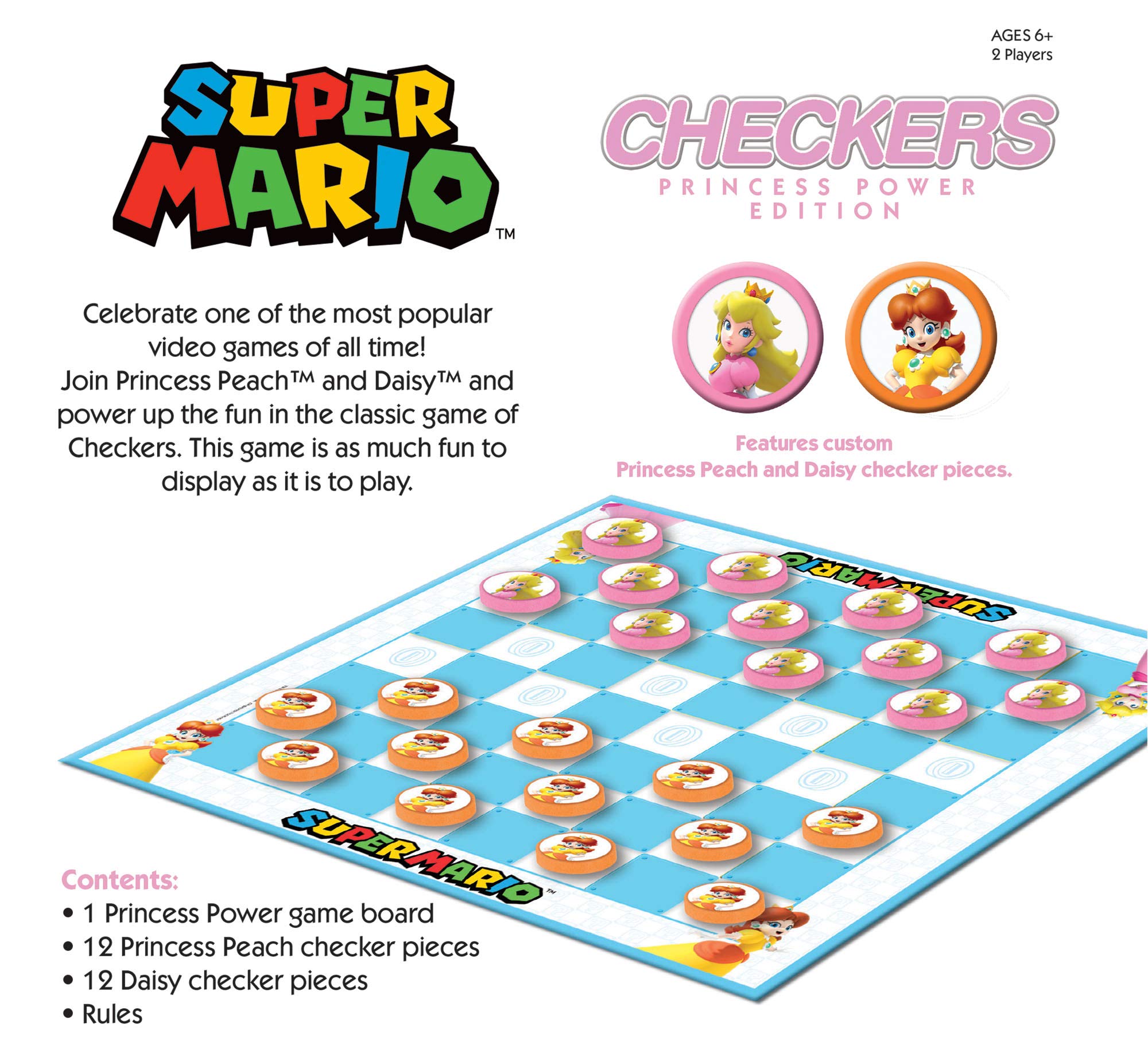 Super Mario Boardgame Checkers Princess Power USAopoly Giochi Tavolo Accessori