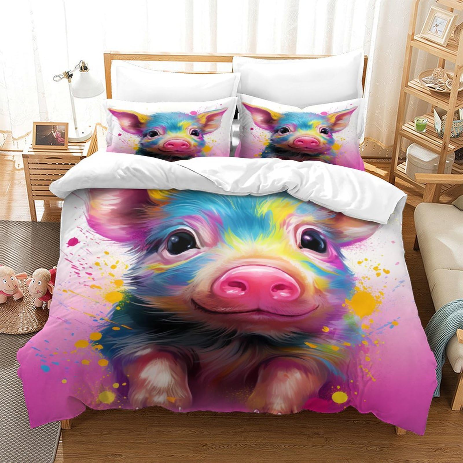 Parure de lit Petit Cochon 140x200 respirante contre la transpiration et les draps rudes