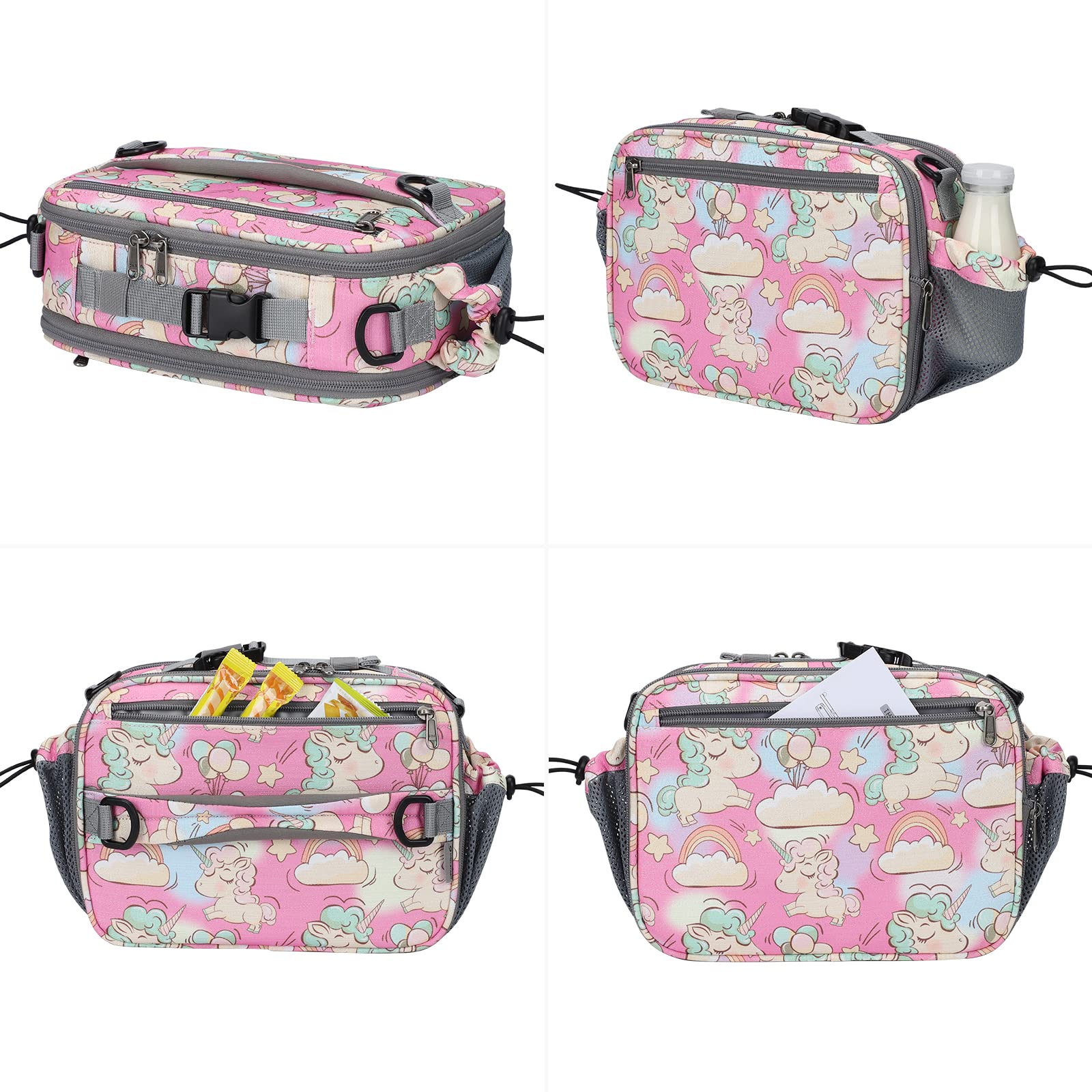 Maelstrom Lunchbox für Kinder, erweiterbare Kinder-Lunchbox, isolierte Lunchtasche für Kinder, wiederverwendbare Lunchtasche für Junge/Mädchen, 9 l, Ballon-Einhorn (KB02-MSLB02-6)