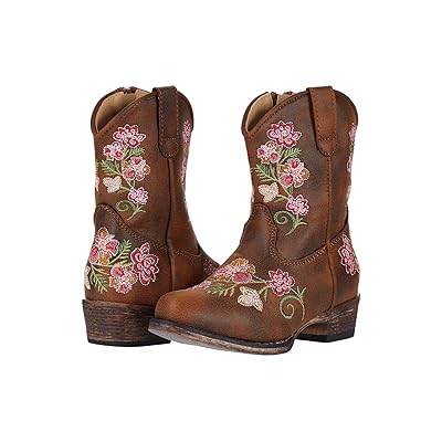 Roper Kids Juliet (Toddler) Girls Shoes Brown Vamp/Flower Embroidery