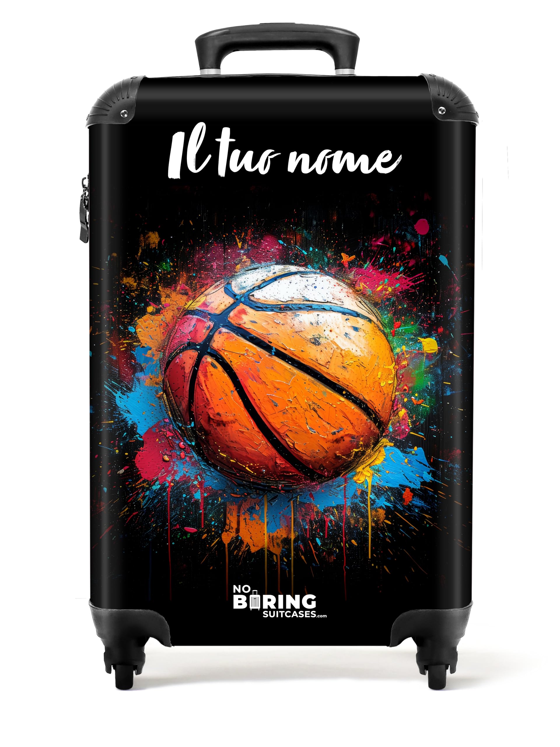 NoBoringSuitcases.com Valigia Trolley 55x40x20 cm, 10 kg, Personalizzabile (Pallone da Basket - Arancione)