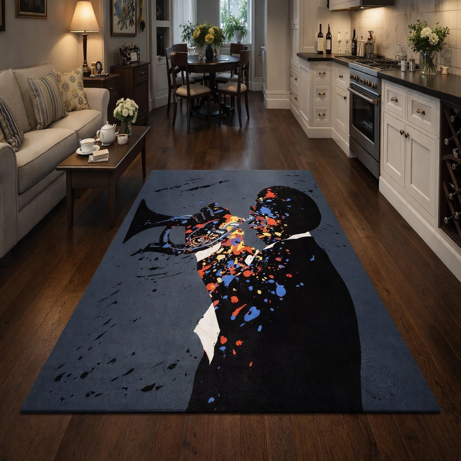 Tapis abstrait moderne lavable de 120x180cm pour salon