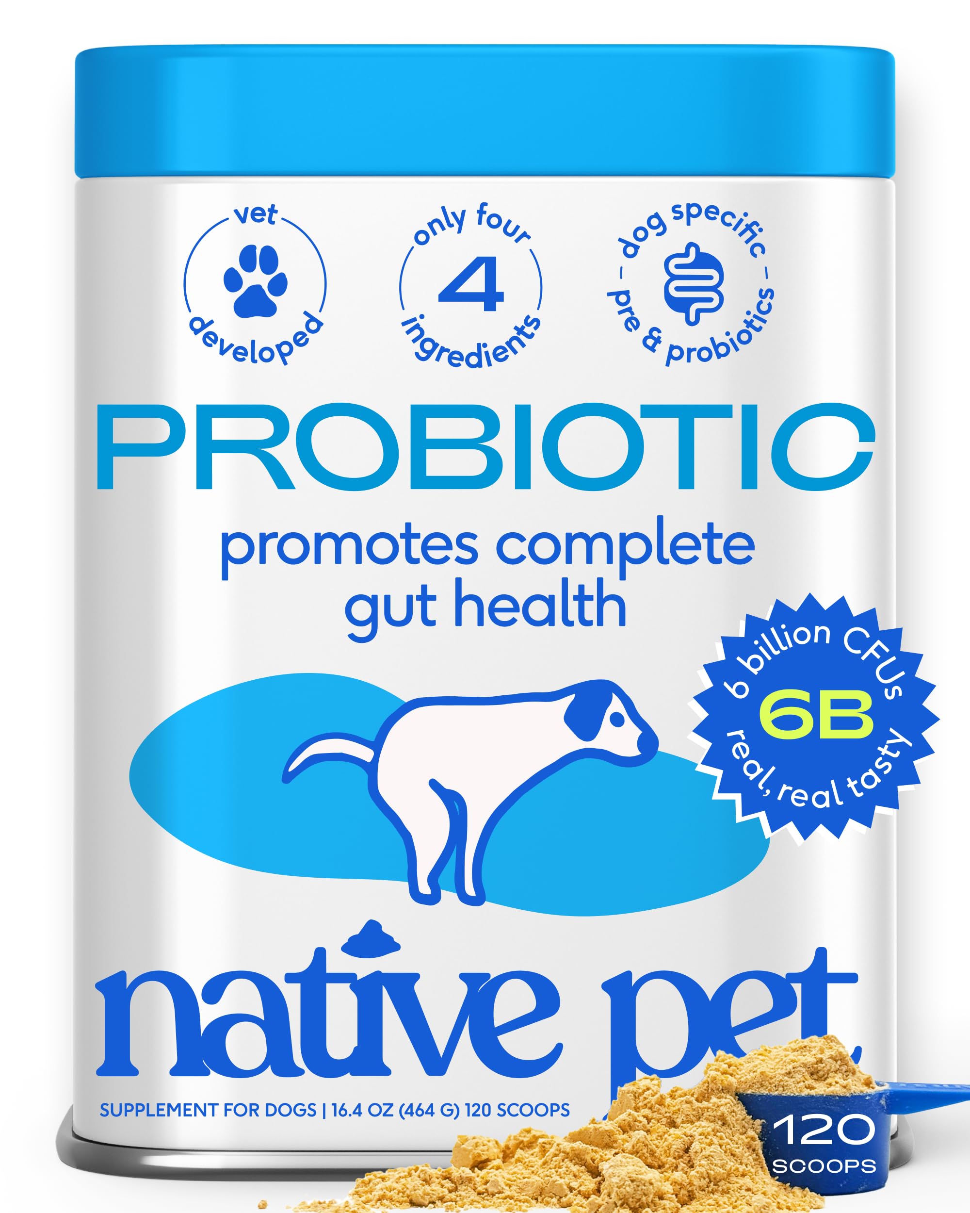 Native Pet Probiotics for Dogs – Dog Probiotic Powder for Gut & Digestive Health, Vet-Formulated 6B CFUs Dog-Specific Probiotic Strains, Supports Stool Quality & Diet Transitions – 60 Scoops — Amazon image 9