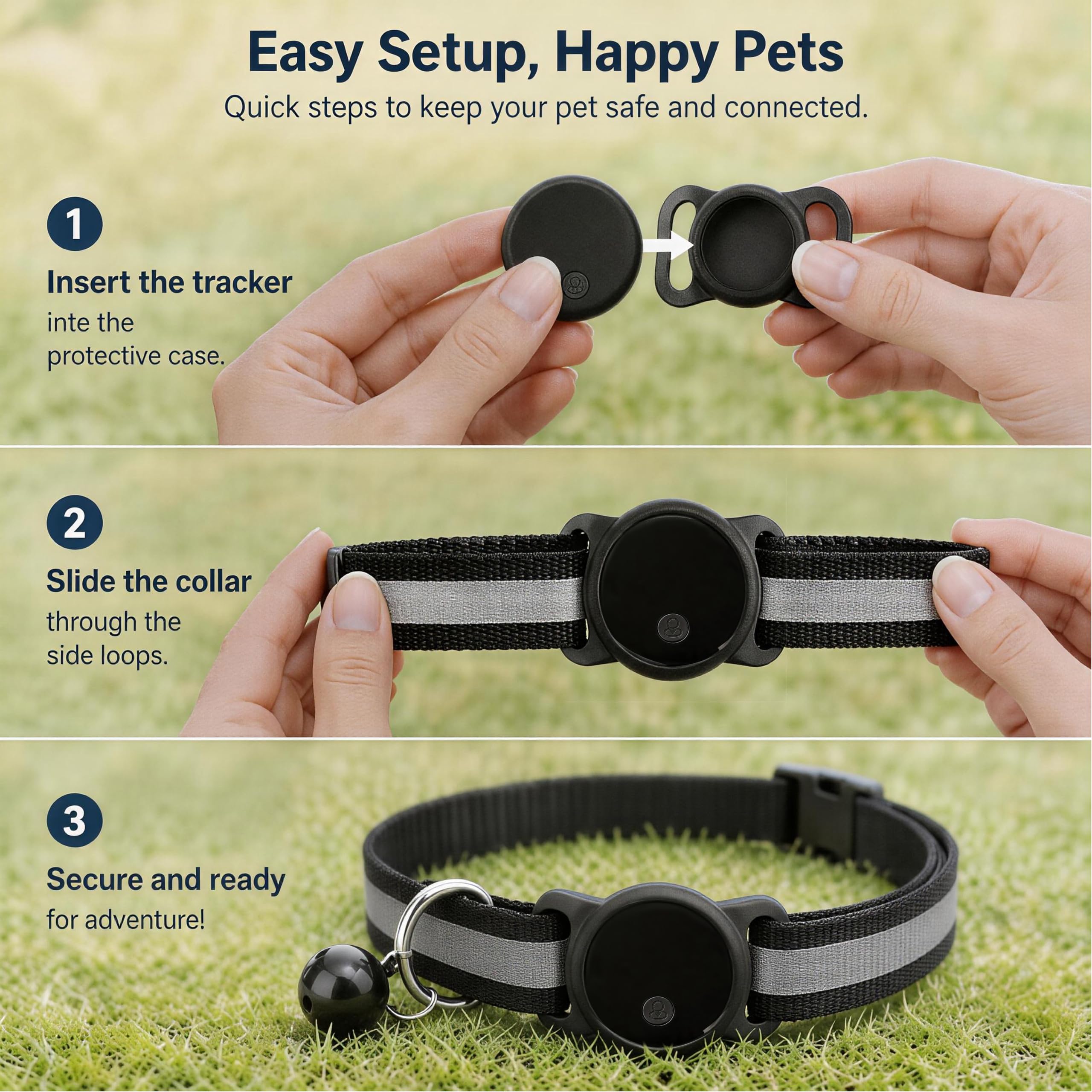 Rastreador GPS para perros y gatos, sin tarifa mensual, sin tarjeta SIM, posicionamiento en tiempo real y alertas inteligentes antipérdida, mini rastreador impermeable a prueba de caídas, batería de
