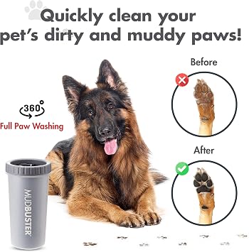 Dexas MudBuster المحمولة الكلب مخلب الأنظف، بريميوم جودة كبيرة رمادي الحيوانات الأليفة التبعي