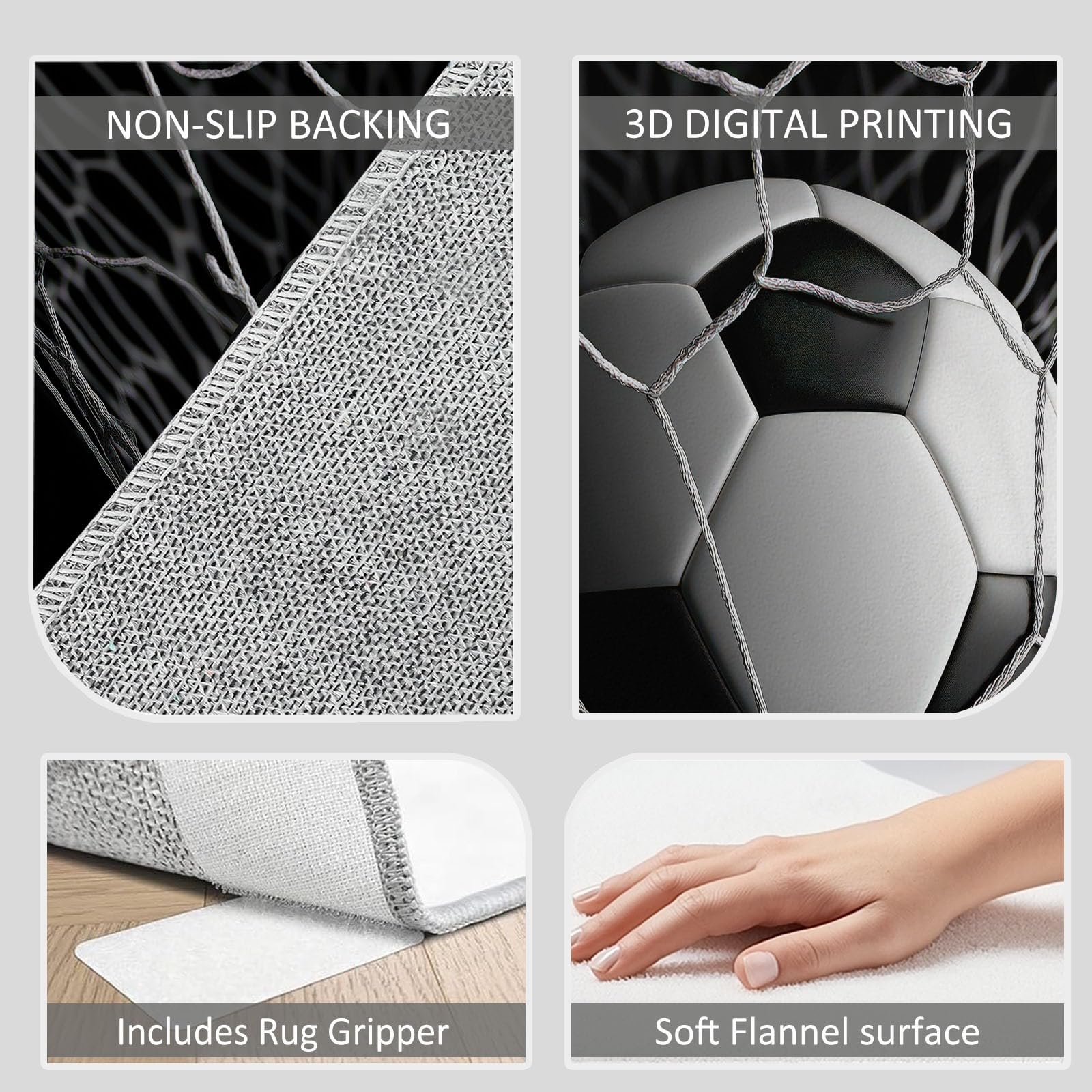 Art Gaming 80 x 150 cm Tapis de Chambre Doux Moquette, Sports Football Sports Géométrique Lavable Antidérapant Tapis de Salon - Moquette pour Salle de Séjour Chambre d'enfant Salle de Jeu