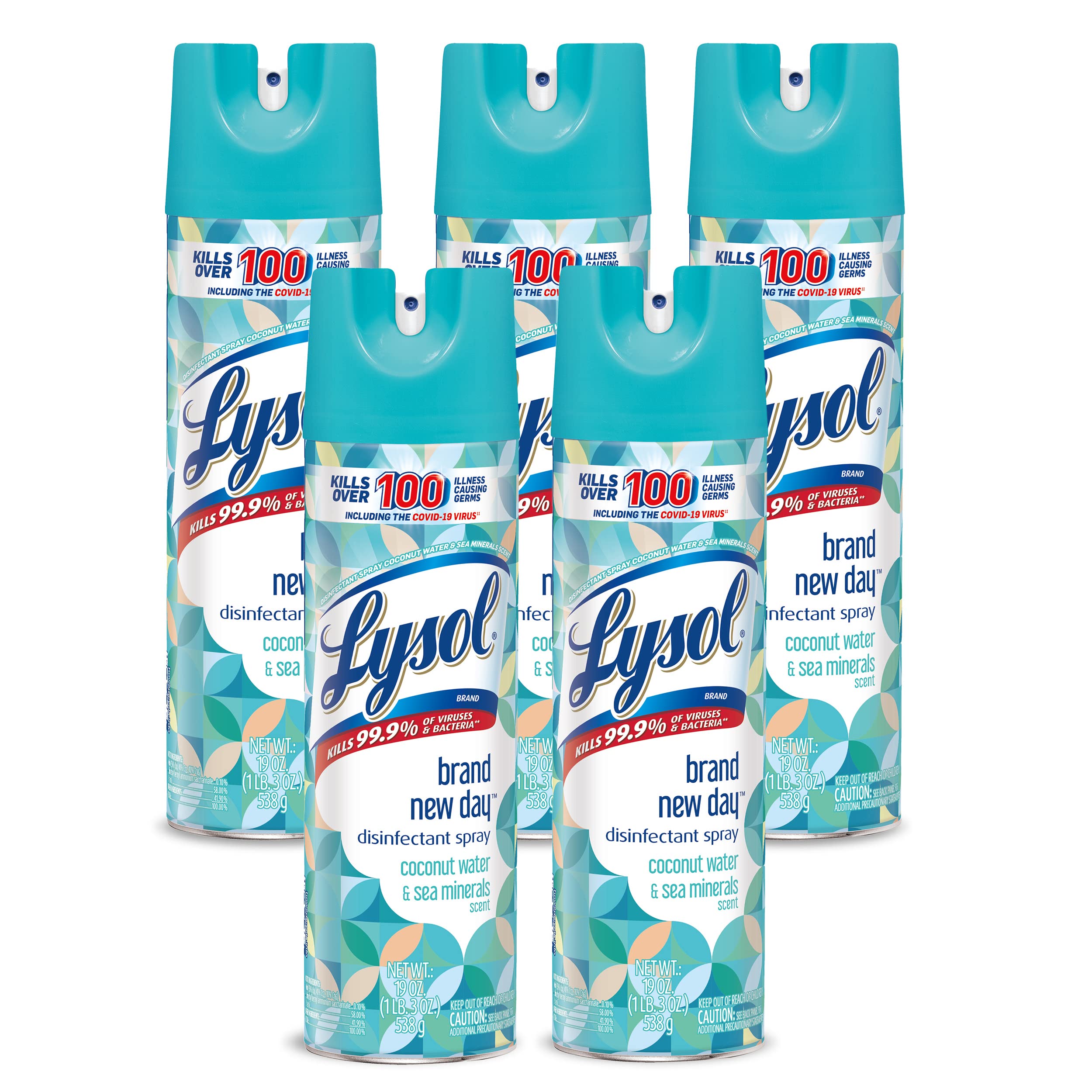 LYSOL Disinfectant Spray - Coconut Water Sea Minerals 19 Oz Pack of 5