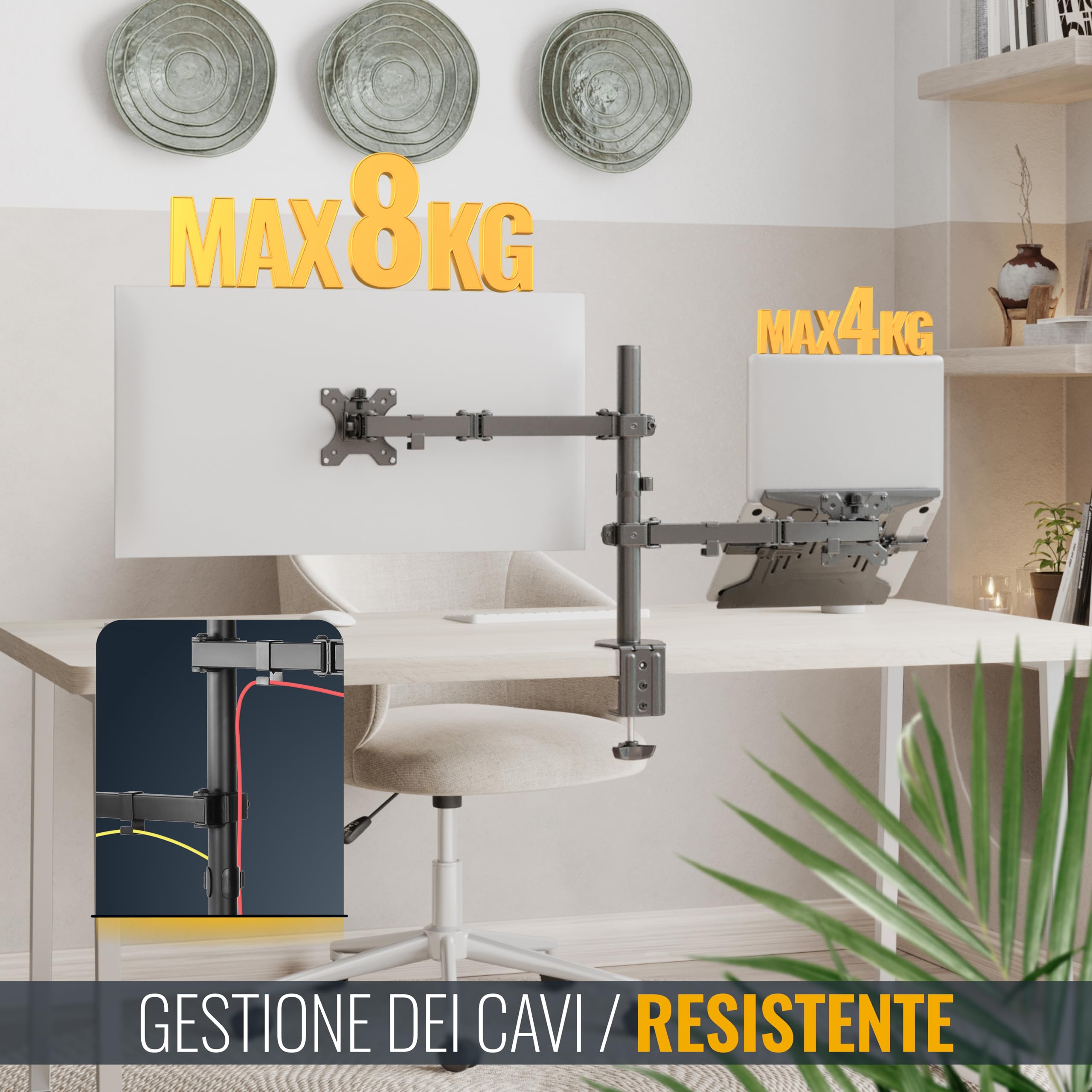 RICOO TS7111 Supporto monitor da scrivania 13-34 pollici per 13 32 34 pollici girevole inclinabile fino a 8 kg max VESA 100x100