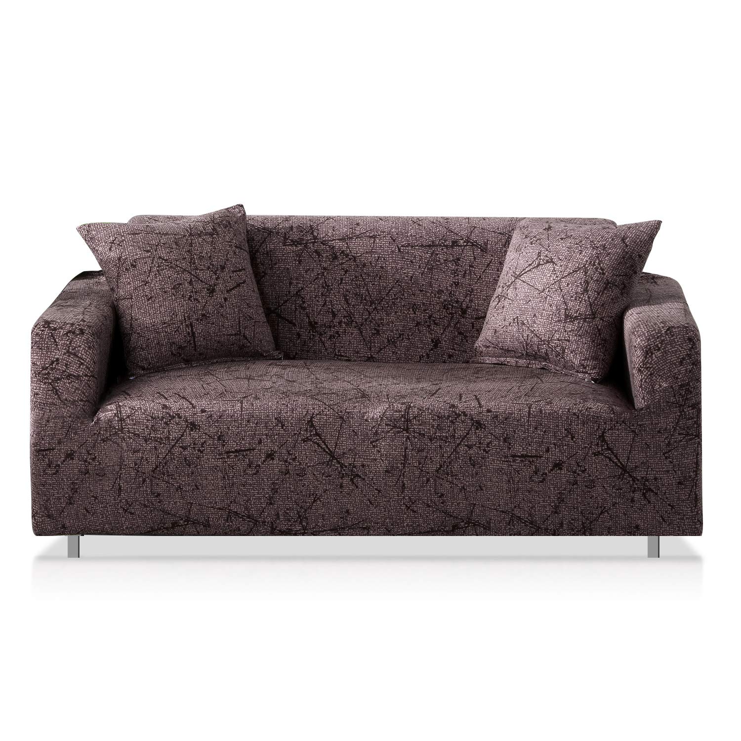 VanderHOME Printed Sofa Covers 3 Seater Elastic Slipcover All-season Furniture Protector for Armchair Couch Sofa Oversized Sofa, Brown