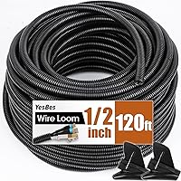 YesBes 120FT 1/2 Inch Split Wire Loom Tubing - Black Wire Conduit Protector for Automotive, Marine, Home Wiring