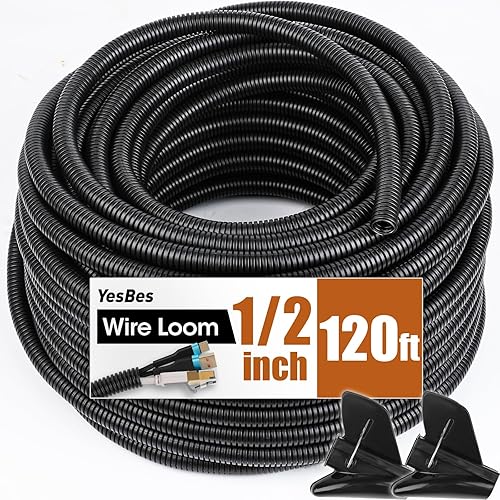 Telar de alambre de 120 pies de 12 pulgada, conducto de cable de telar de alambre dividido, tubo protector de alambre, color negro