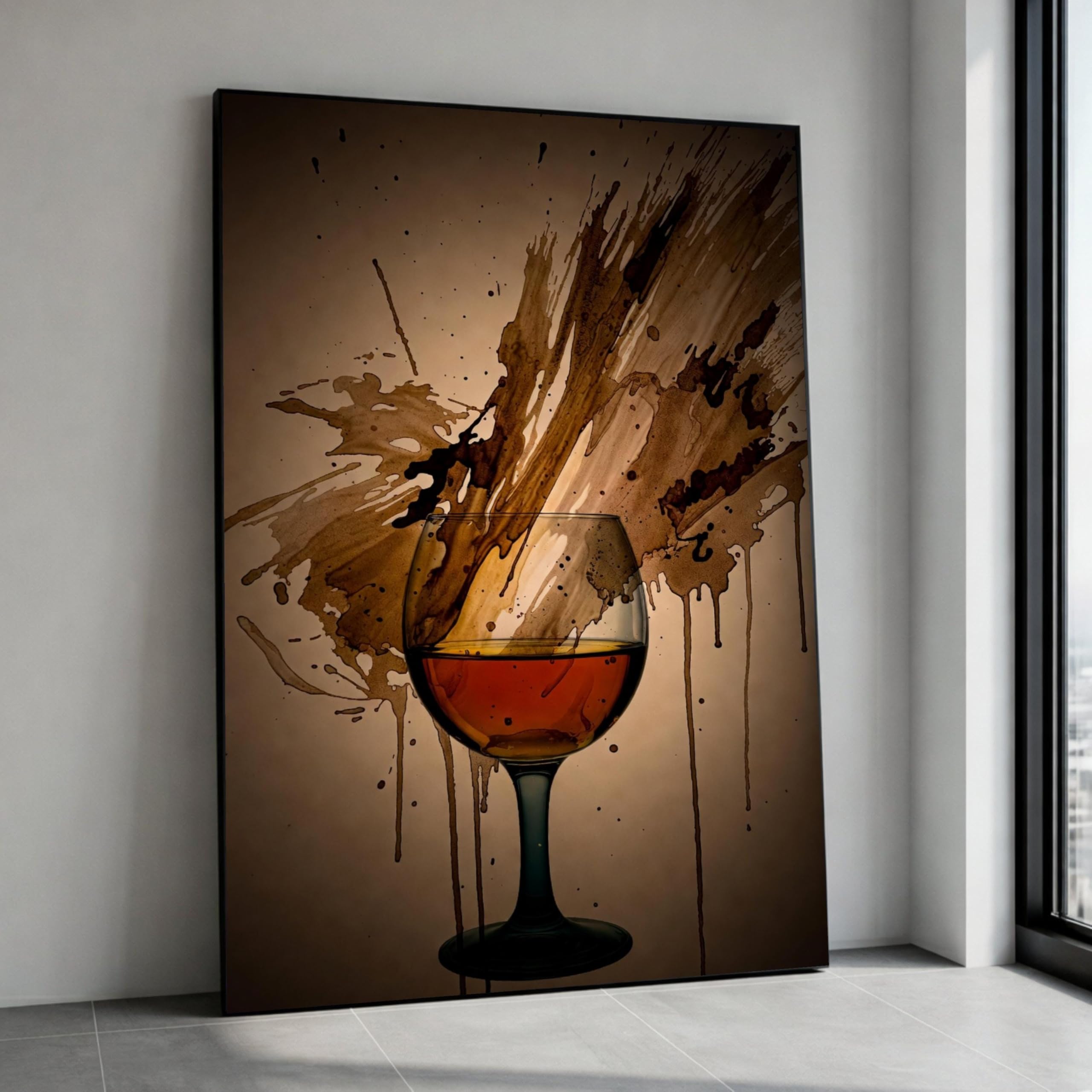 Décoration murale bar : tableau whisky marron pour mur vide - 8