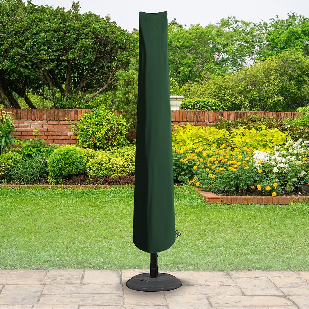 Copertura Reversibile Per Ombrellone Da Giardino Bosmere Protector 2000 | Impermeabile, Taglia Extra Large L 235 Cm, Circ. 130 Cm, Verde/Nero, Facile Da Pulire