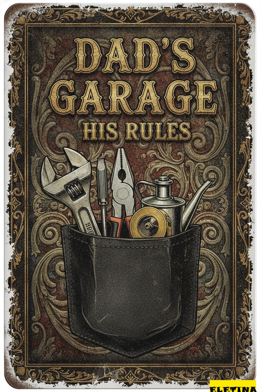 Personalized Sign for Man Cave Vintage Rustic Retro Metal Tin Wall Decor, 8x12 Inch Wall Art Basement Garage Warehouse Gifts Private Property Decorative