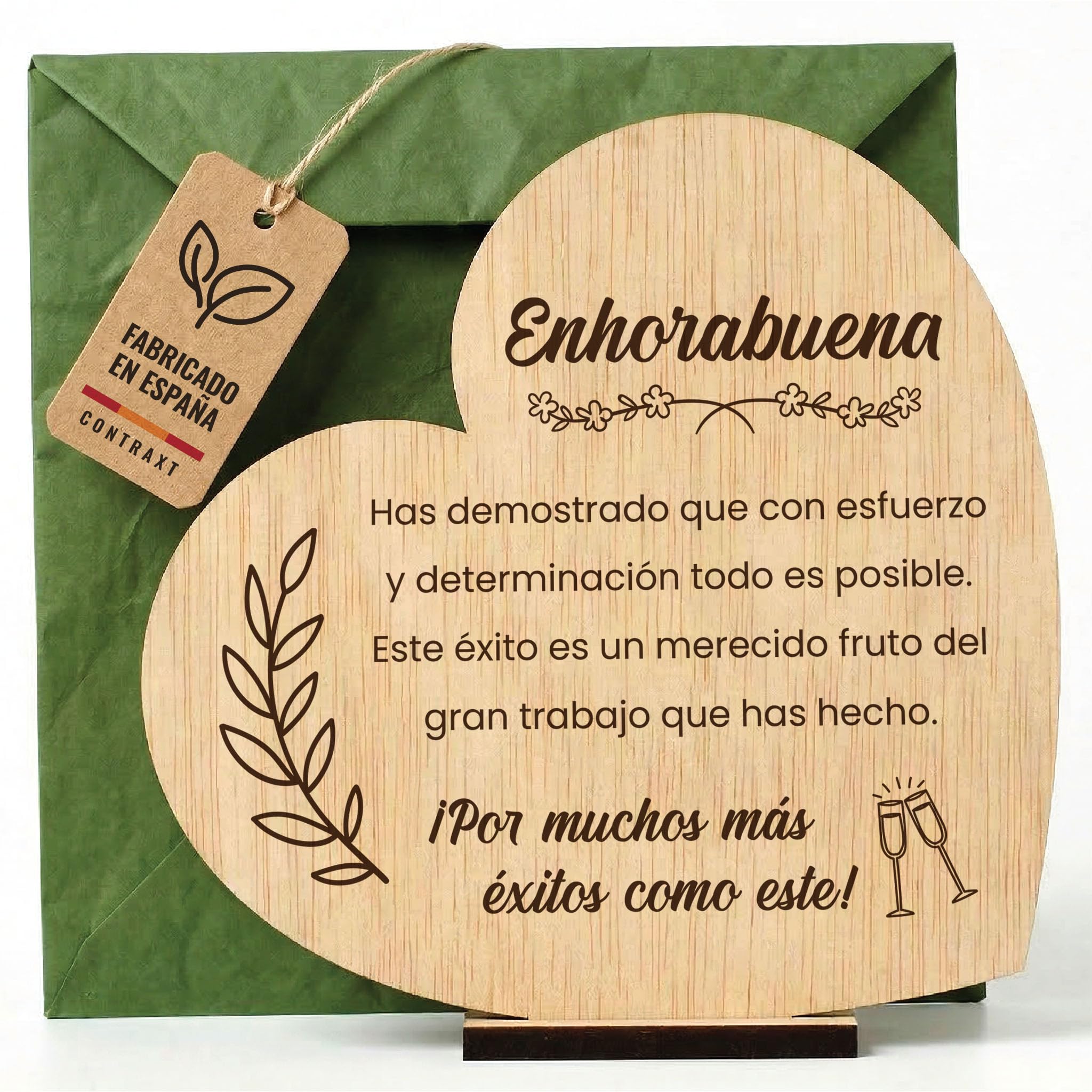 CONTRAXT Tarjeta de Enhorabuena en Madera. Regalos para Felicitar Logros Especiales Regalos originales graduación trabajo hombre mujer congratulations cards (Enhorabuena)