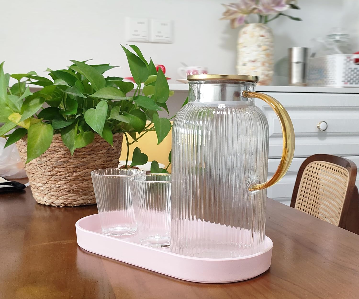 Pink Small Tray (11.8 inch), Oval Tray, Hard Plastic Organizer image 4