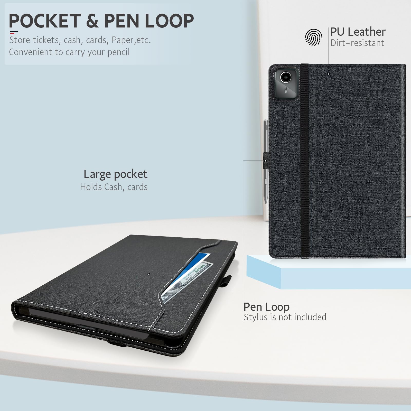 Lenovo Tab M11 K11 M8 M9 M10 P11 P12 Nook 9 Premium Leather Stand Case Cover For | Synthetic Leather | Smart Case | Slim Case - View #7