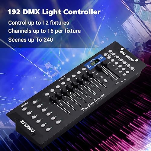 Miniatura 6 de Panel de consola controlador de luz 192CH Función de programación Activada por sonido DMX512 con antena de pantalla LED para escenario DJ Pubs Bar