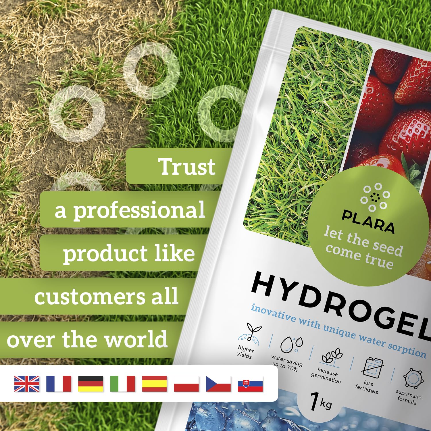 Idrogel per Piante di Ritenzione Idrica 2KG | Gel per Piante Acqua per Controllo Umidità | Acqua Gelificata Atossica a Rilascio Lento | Palline Gel Acqua Ecologici per Piante