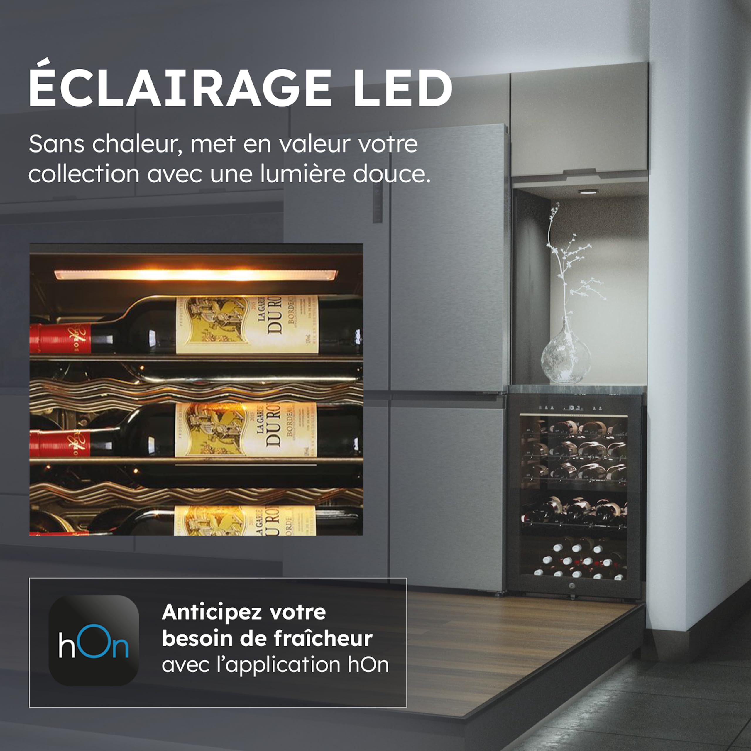 Haier Cave à Vin 49 Bouteilles 1 Porte Classe Énergétique F Froid Statique Noire 82 x 49,7 x 58,5 cm HWS49GAE
