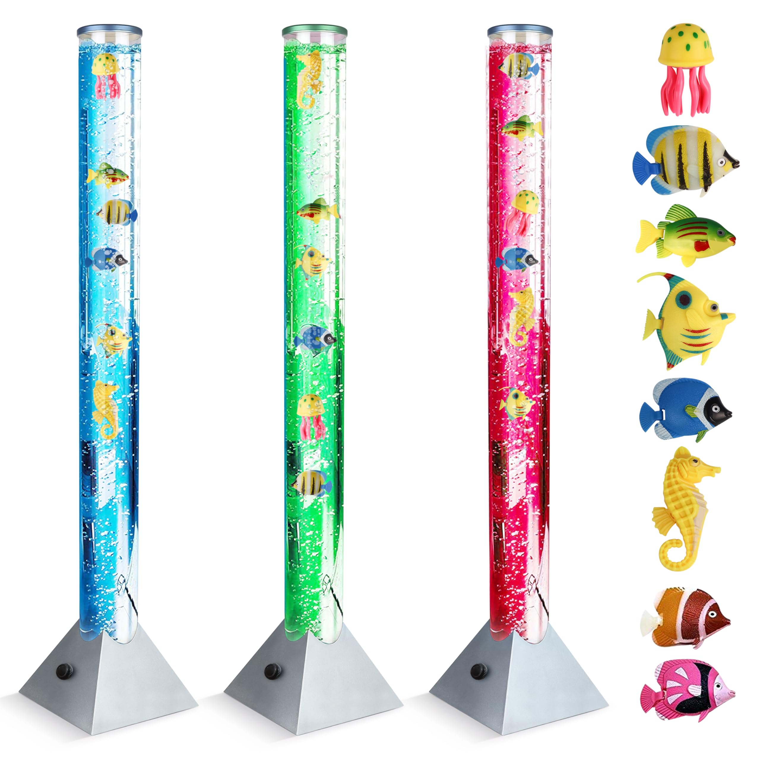 100cm Colour Changing Sensory Bubble Lamp with Plastic Fish [Energy Class G]