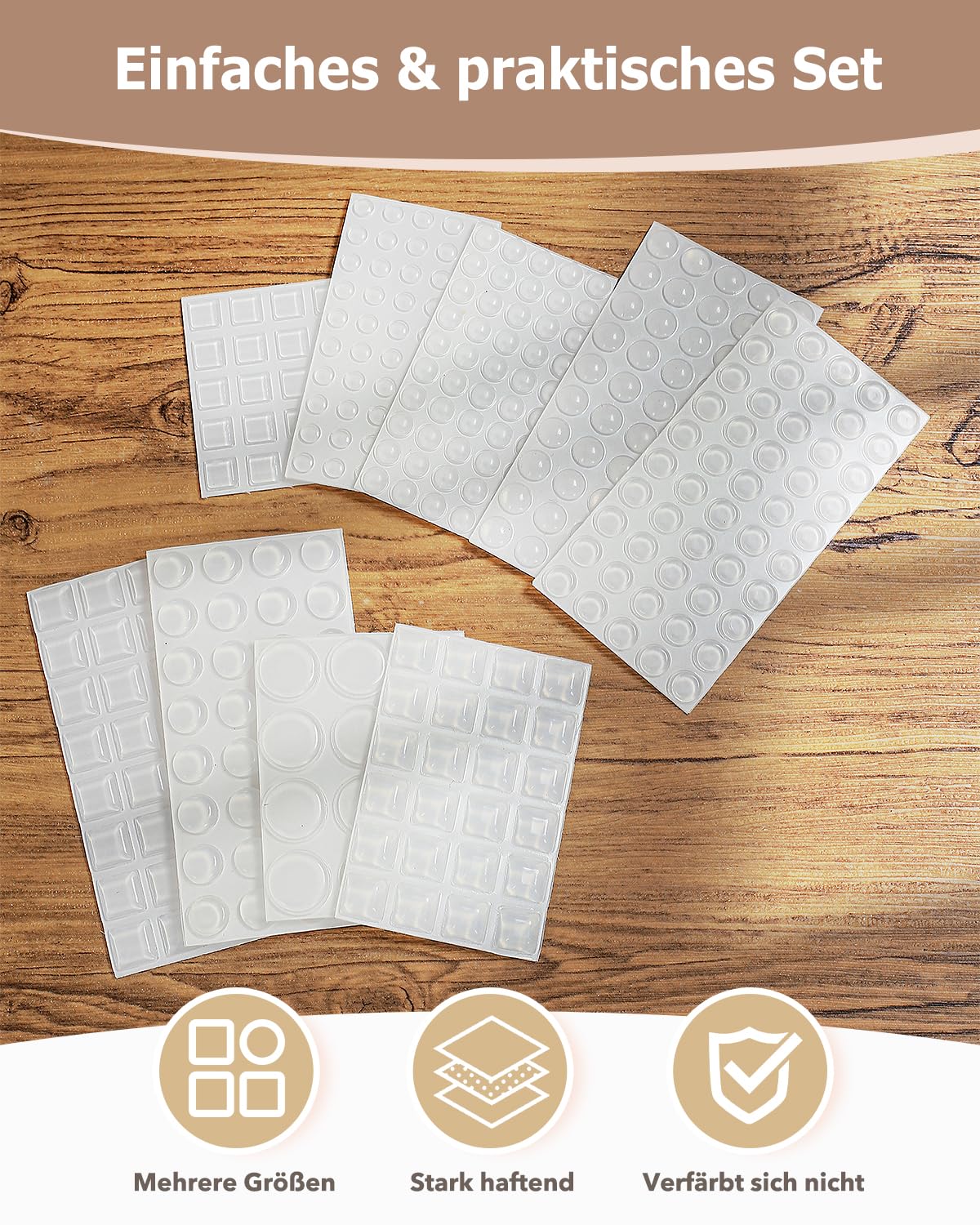 VABNEER Ammortizzatore di Colpi in Silicone Trasparente Autoadesivo Gommini Paracolpi per Porte, Mobili, Cassetti, Armadietti (325, 6.4-20.6mm)